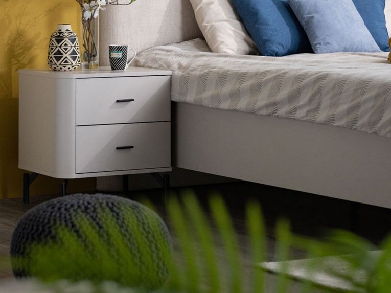Comodino Bianco Nero un Ripiano 2 Cassetti 51.5x40x56h cm, Apertura Scorrevole - Salara