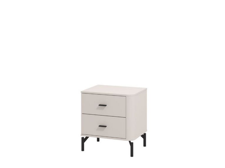 Comodino Bianco Nero un Ripiano 2 Cassetti 51.5x40x56h cm, Apertura Scorrevole - Salara