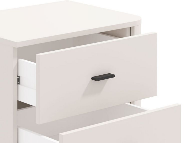 Comodino Bianco Nero un Ripiano 2 Cassetti 51.5x40x56h cm, Apertura Scorrevole - Salara
