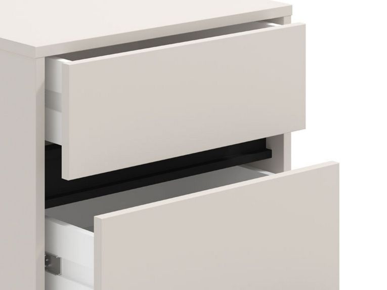 Comodino Bianco Nero un Ripiano 3 Cassetti 48x40x71h cm, Apertura Scorrevole - Combatte