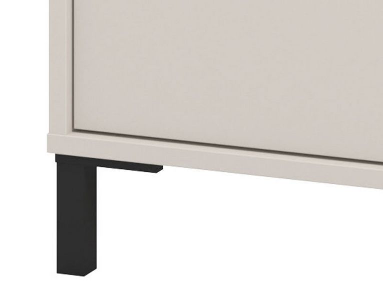Comodino Bianco Nero un Ripiano 3 Cassetti 48x40x71h cm, Apertura Scorrevole - Combatte