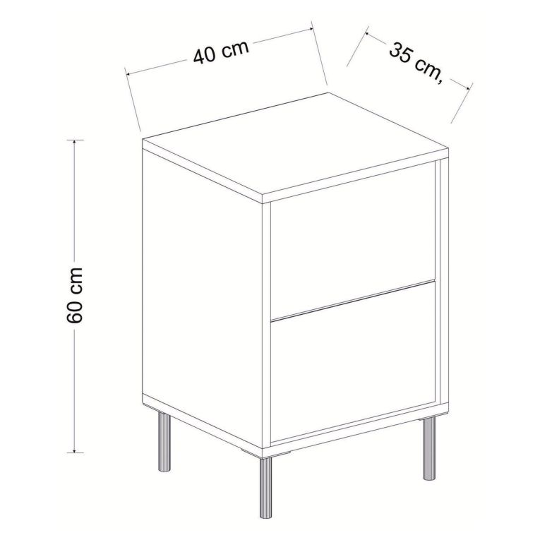 Comodino Bianco Nero un Ripiano Apertura Battente 40x35x60h cm, Un'anta - Vestone