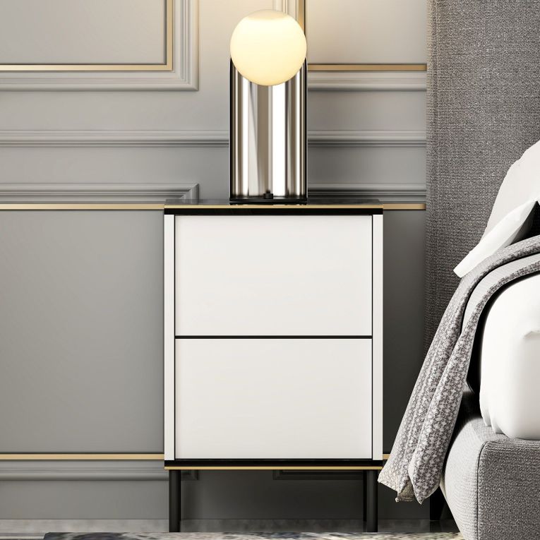 Comodino Bianco Nero un Ripiano Apertura Battente 40x35x60h cm, Un'anta - Vestone