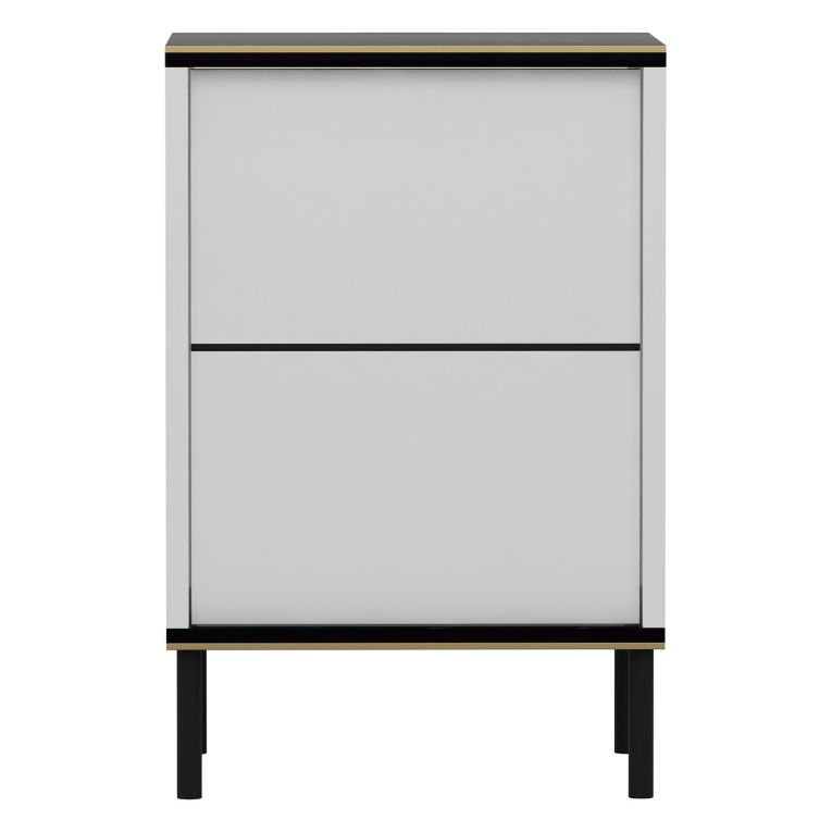Comodino Bianco Nero un Ripiano Apertura Battente 40x35x60h cm, Un'anta - Vestone