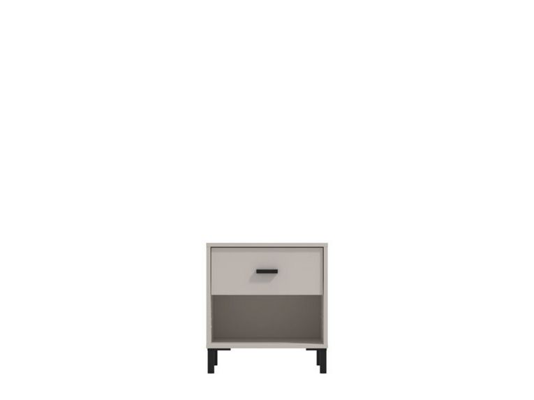 Comodino Bianco Nero un Ripiano un Cassetto 48x40x52h cm, Apertura Scorrevole - Cavaglia