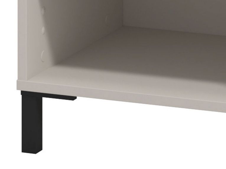 Comodino Bianco Nero un Ripiano un Cassetto 48x40x52h cm, Apertura Scorrevole - Cavaglia