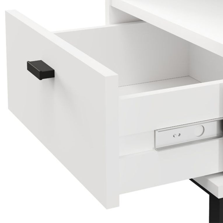 Comodino Bianco Opaco un Cassetto 2 Ripiani 39x35x45h cm, Apertura Scorrevole - Jinja