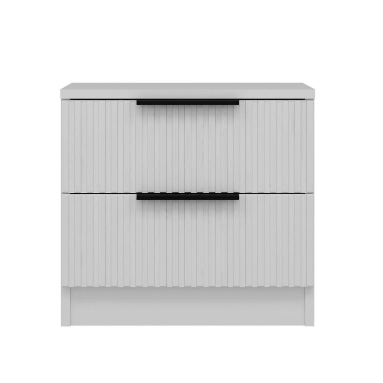 Comodino Bianco un Ripiano 2 Cassetti 50x40x47h cm, Apertura Scorrevole - Meranti