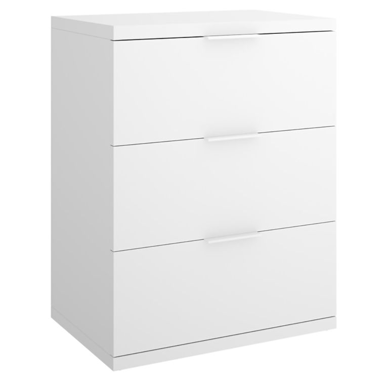 Comodino Bianco un Ripiano 3 Cassetti 34x42x57h cm, Apertura Scorrevole - Blythe