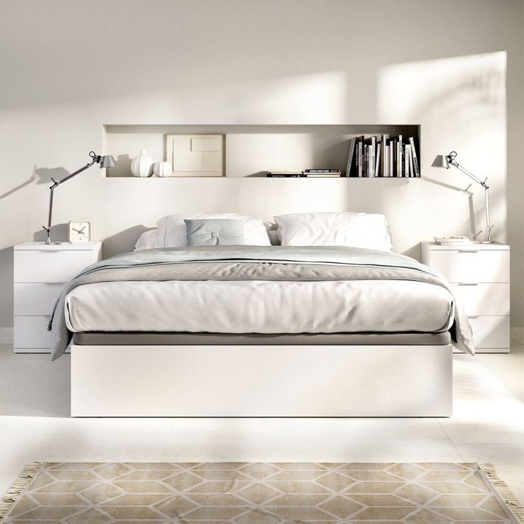 Comodino Bianco un Ripiano 3 Cassetti 34x42x57h cm, Apertura Scorrevole - Sturgis