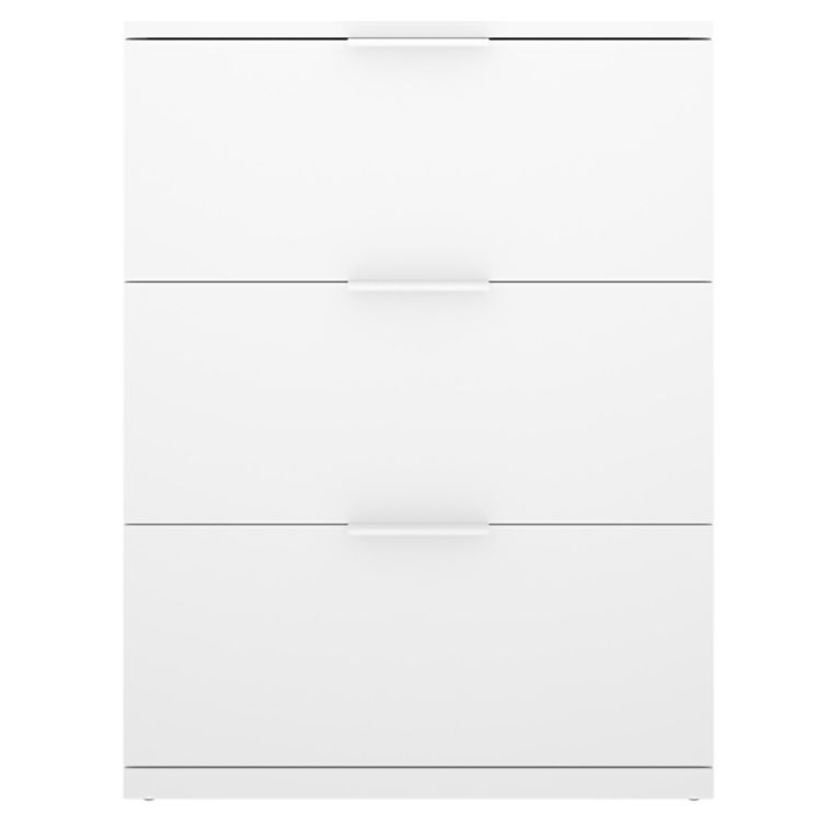 Comodino Bianco un Ripiano 3 Cassetti 34x42x57h cm, Apertura Scorrevole - Sturgis