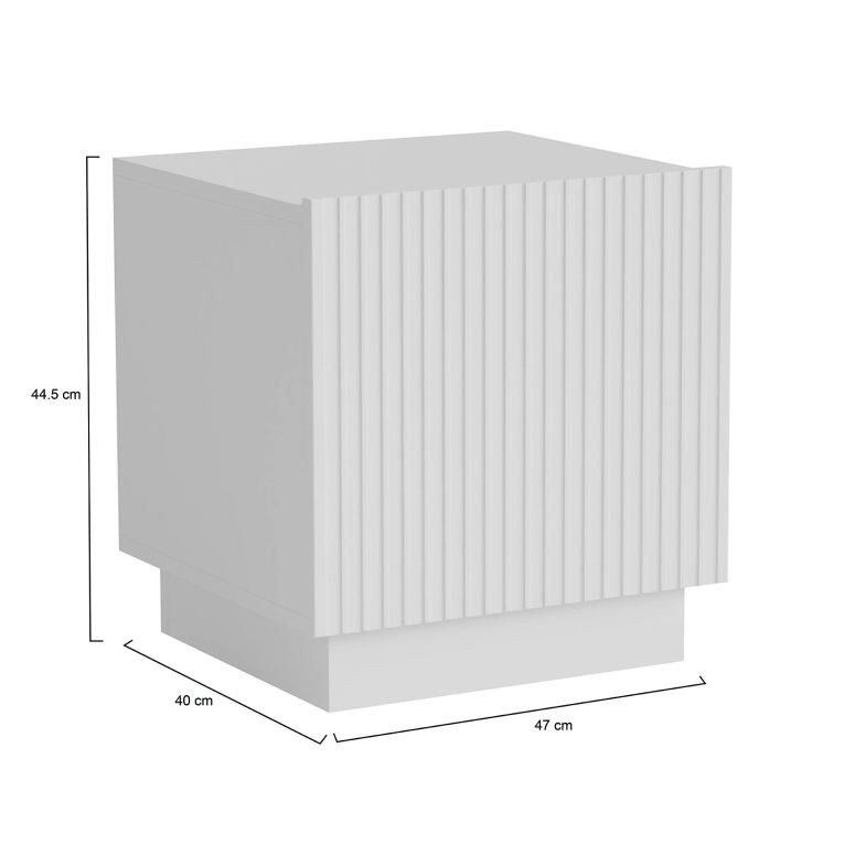 Comodino Bianco un Ripiano Apertura Battente 47x40x45h cm, Un'anta - Revo