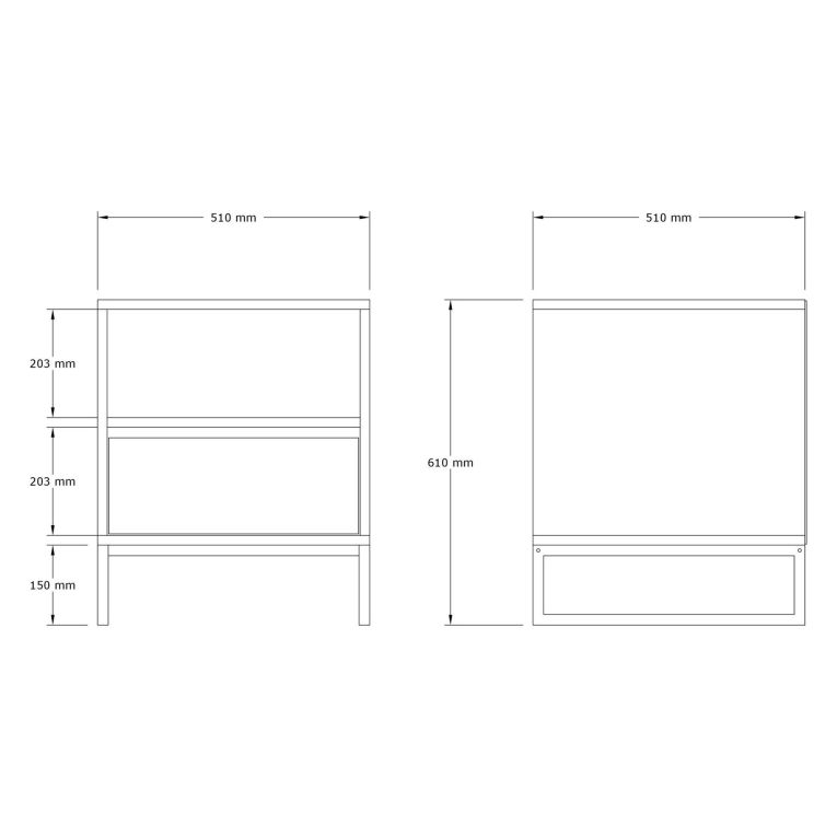 Comodino Bianco un Ripiano un Cassetto 51x51x61h cm, Apertura Scorrevole - Compatri