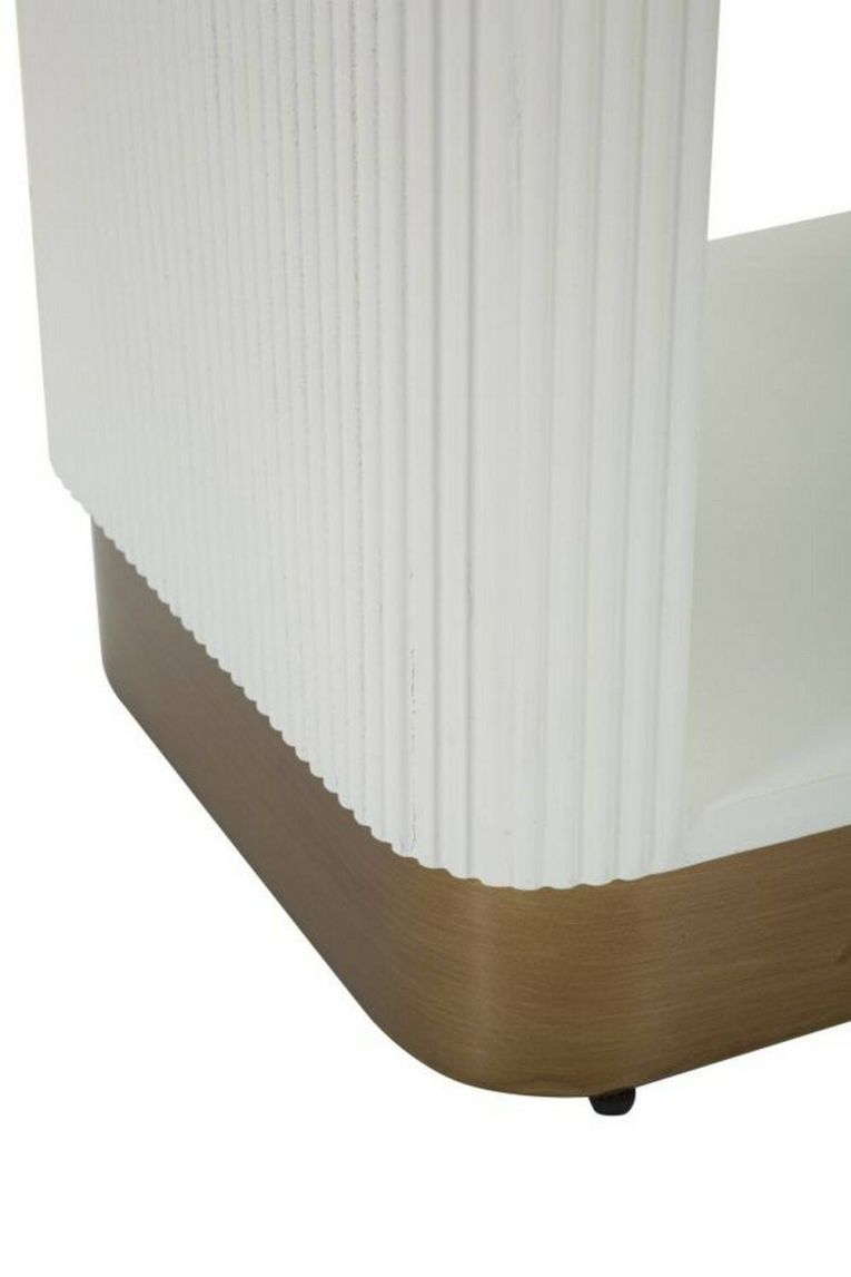 Comodino Bianzano, Comò basso, Tavolino da notte, Mensola da letto, 48x40 h62 cm, Bianco e Marrone