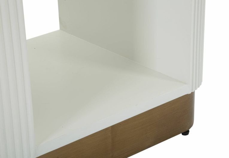 Comodino Bianzano, Comò basso, Tavolino da notte, Mensola da letto, 48x40 h62 cm, Bianco e Marrone