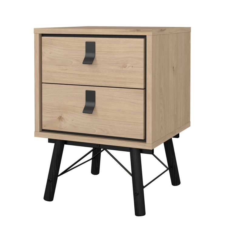 Comodino Blanchette, Comò basso, Tavolino da notte, Mensola da letto, 40x43 h60 cm, Rovere