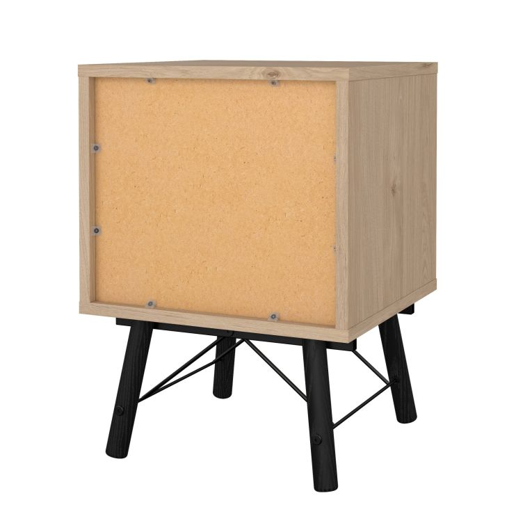 Comodino Blanchette, Comò basso, Tavolino da notte, Mensola da letto, 40x43 h60 cm, Rovere