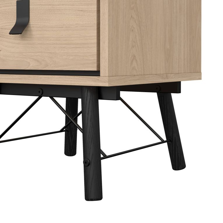 Comodino Blanchette, Comò basso, Tavolino da notte, Mensola da letto, 40x43 h60 cm, Rovere