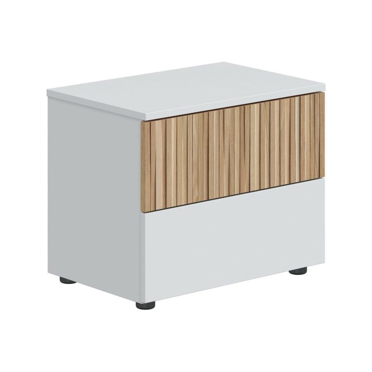 Comodino cannettato bianco e rovere 50x41x34h cm - Josie