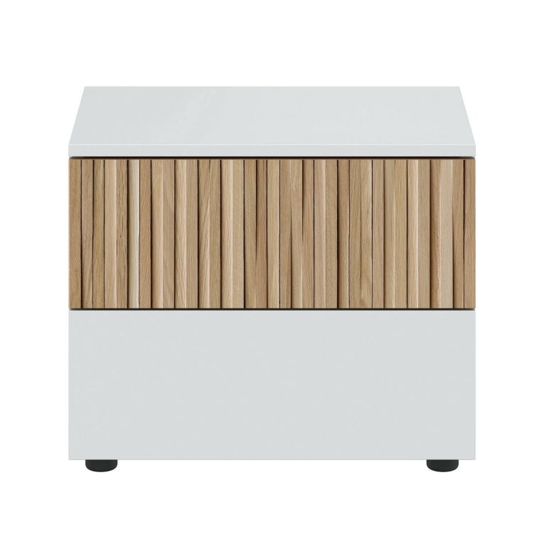 Comodino cannettato bianco e rovere 50x41x34h cm - Josie
