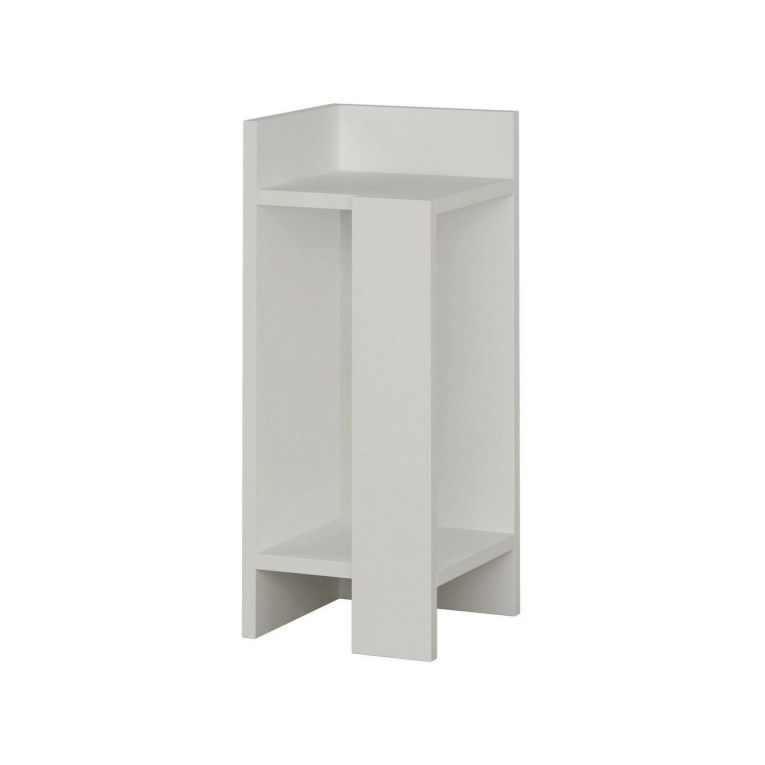 Comodino Celestia, Comò basso, Tavolino da notte, Comodino multifunzione, 25x27h60 cm, Bianco