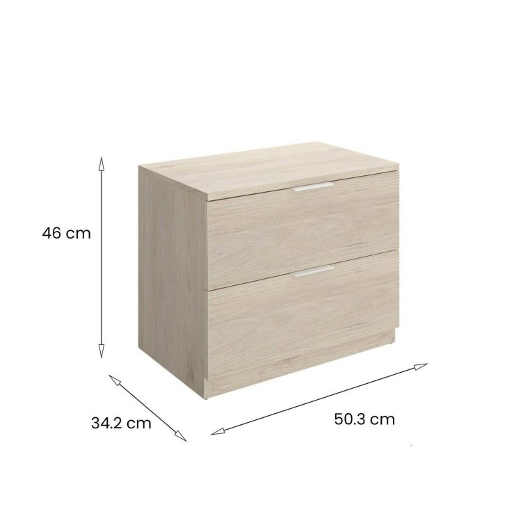 Comodino Cervinara, Comò basso, Tavolino da notte, Mensola da letto, 50x34 h46 cm, Rovere