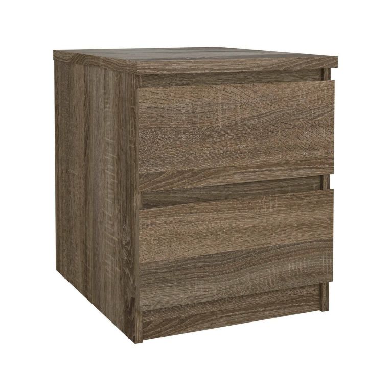 Comodino Chelle, Comò basso, Tavolino da notte, Mensola da letto, 40x50 h50 cm, Rovere