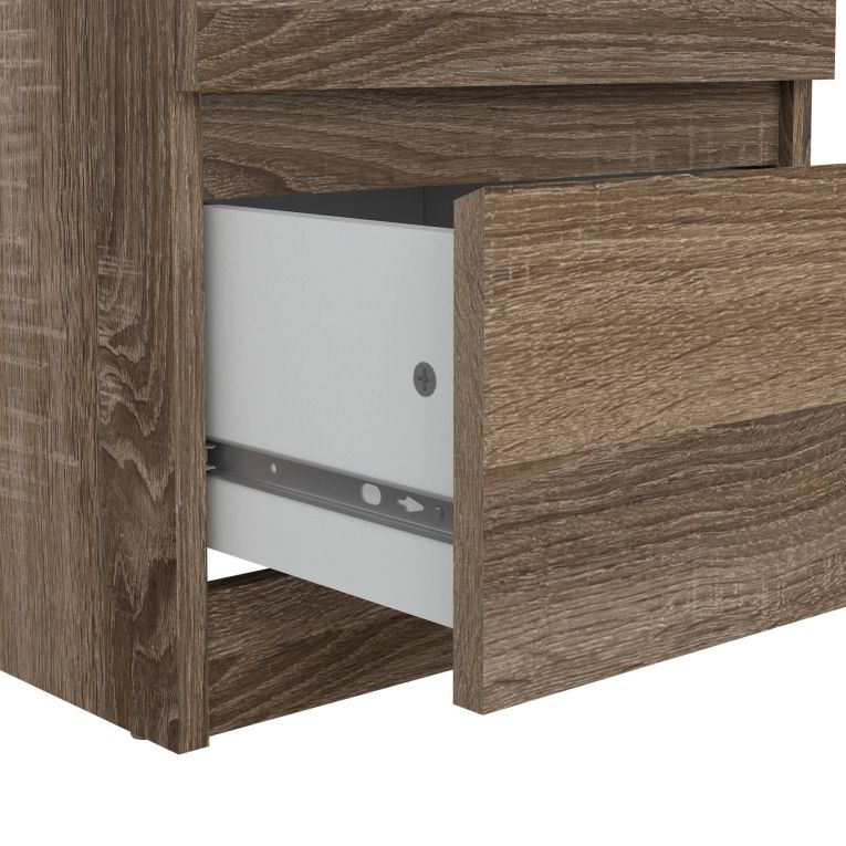 Comodino Chelle, Comò basso, Tavolino da notte, Mensola da letto, 40x50 h50 cm, Rovere