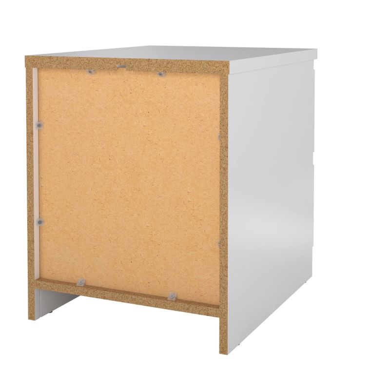 Comodino Chelle, Comò basso, Tavolino da notte, Mensola da letto, 50x40 h50 cm, Bianco
