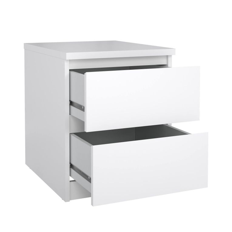 Comodino Chelle, Comò basso, Tavolino da notte, Mensola da letto, 50x40 h50 cm, Bianco