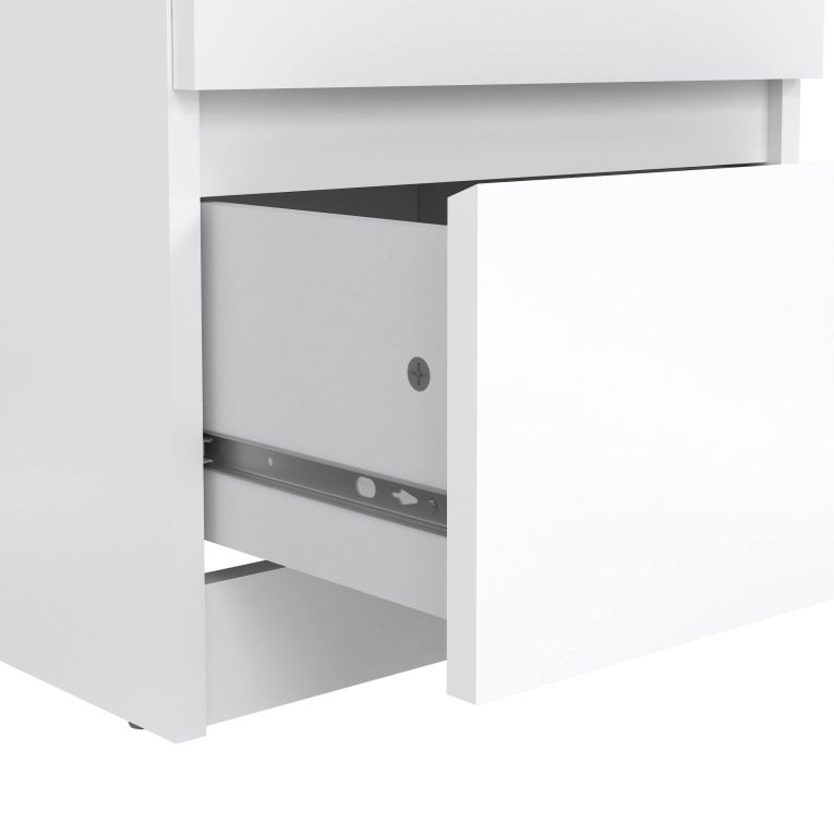 Comodino Chelle, Comò basso, Tavolino da notte, Mensola da letto, 50x40 h50 cm, Bianco