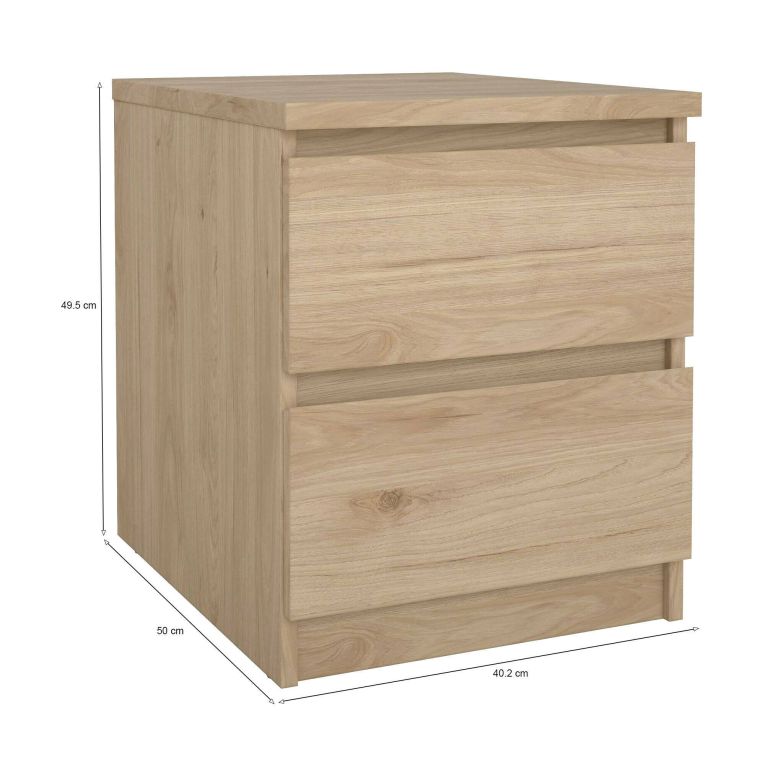 Comodino Chelle, Comò basso, Tavolino da notte, Mensola da letto, 50x40 h50 cm, Rovere