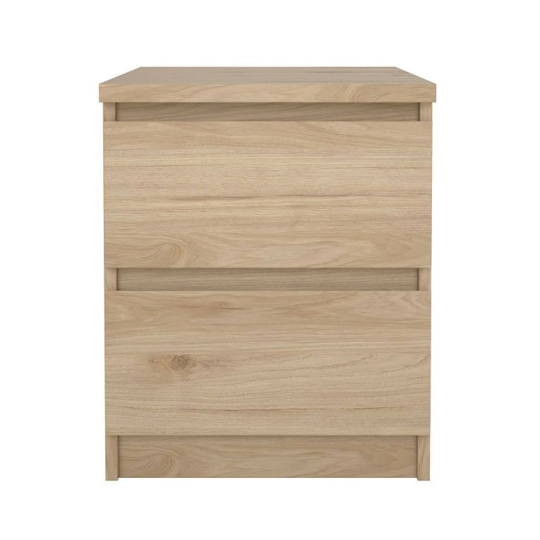 Comodino Chelle, Comò basso, Tavolino da notte, Mensola da letto, 50x40 h50 cm, Rovere
