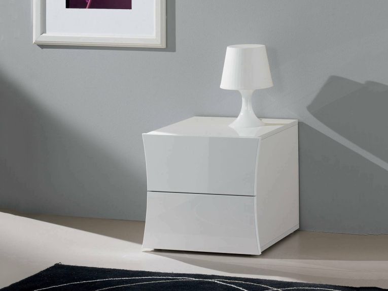 Comodino chic bianco lucido 50x40x41h cm - Aku