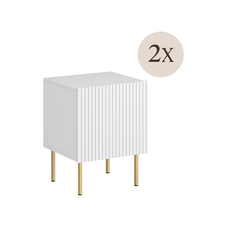 Comodino classico bianco 44x40x51h cm - Set di 2 comodini Farini