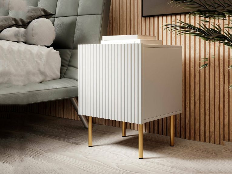 Comodino classico bianco 44x40x51h cm - Set di 2 comodini Farini