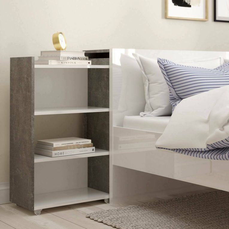 Comodino classico cemento e bianco lucido 164x26x79h cm - Delfino