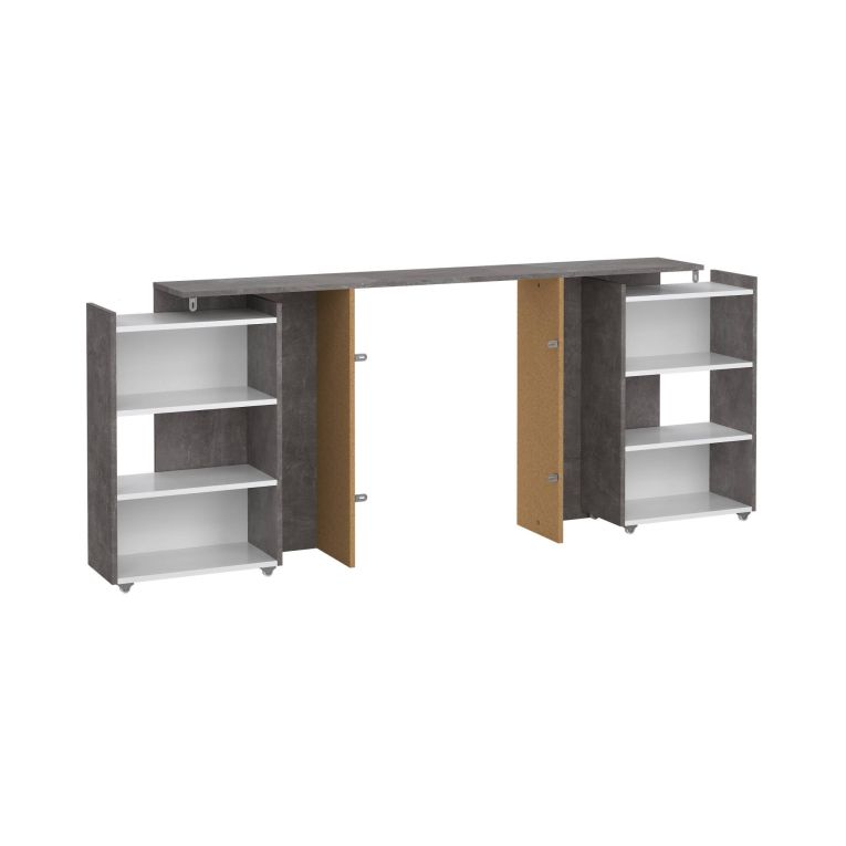 Comodino classico cemento e bianco lucido 164x26x79h cm - Delfino