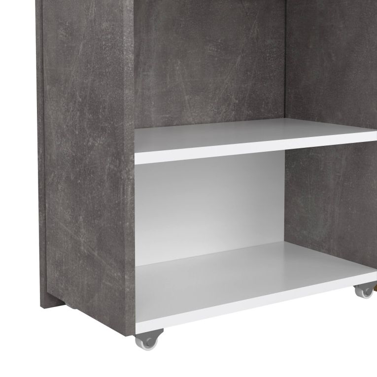 Comodino classico cemento e bianco lucido 164x26x79h cm - Delfino