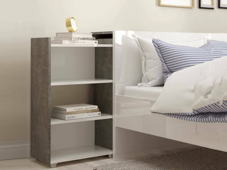 Comodino classico cemento e bianco lucido 164x26x79h cm - Delfino