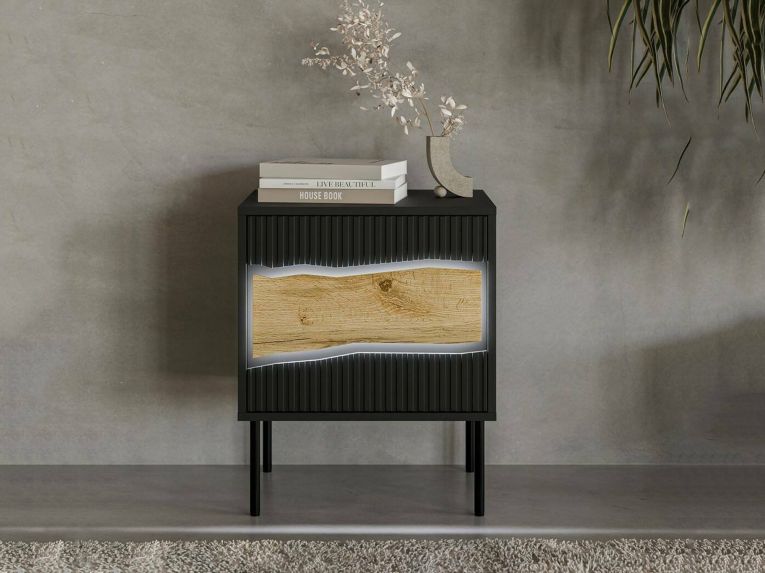 Comodino classico nero 50x40x61h cm - Set di 2 comodini Ussana