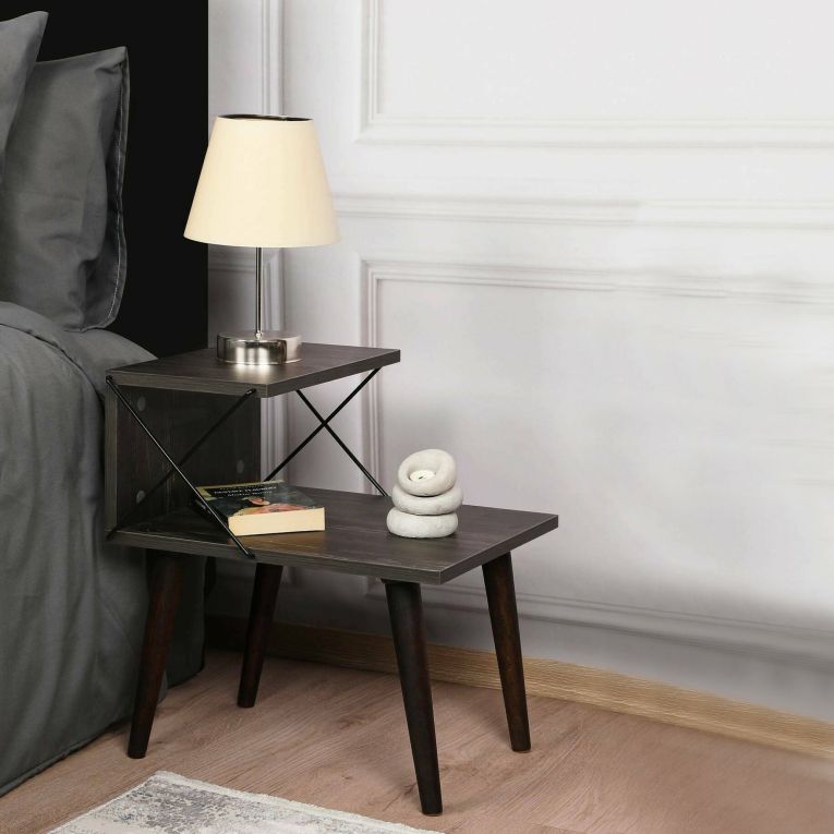 Comodino design grigio cenere 50x40x55h cm - Newton