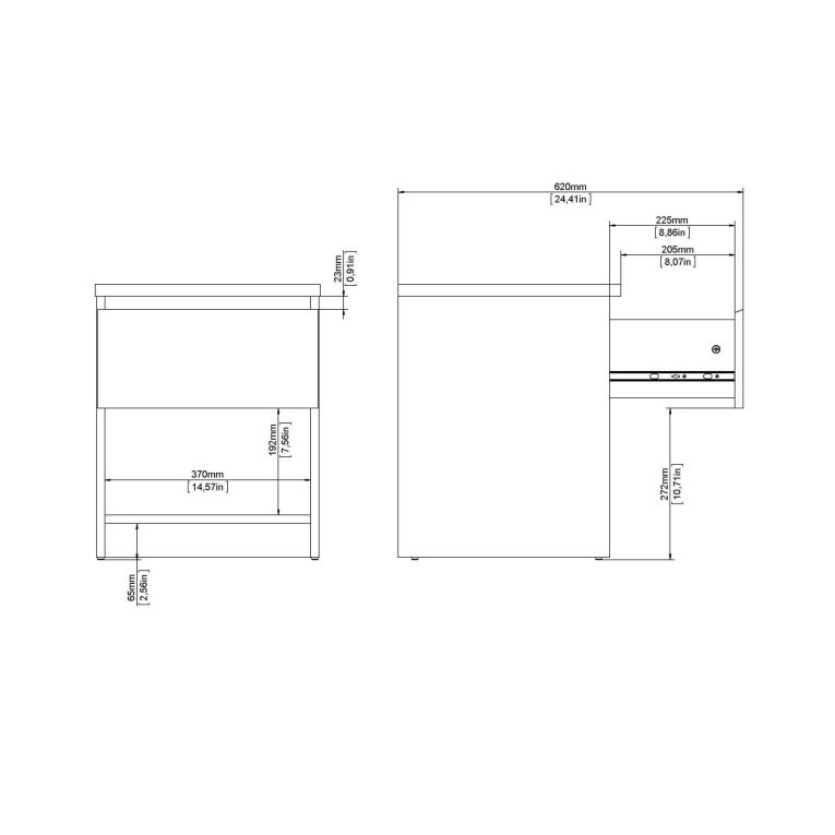 Comodino Ducenta, comò basso con 1 cassetto, tavolino da notte compatto e funzionale, 40x40 h50 cm, Beige