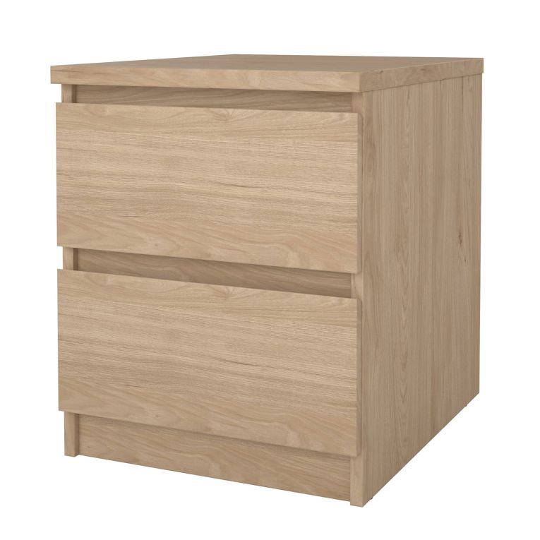 Comodino Garance, Comò basso, Tavolino da notte, Mensola da letto, 50x40 h50 cm, Rovere