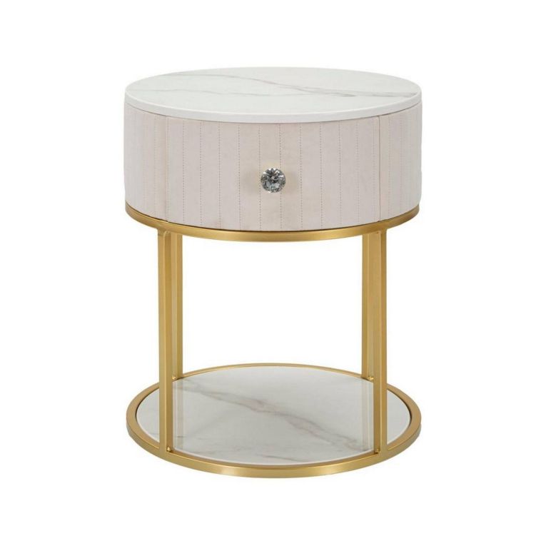 Comodino Gerhard, 42x42 h48 cm, Crema e Bianco