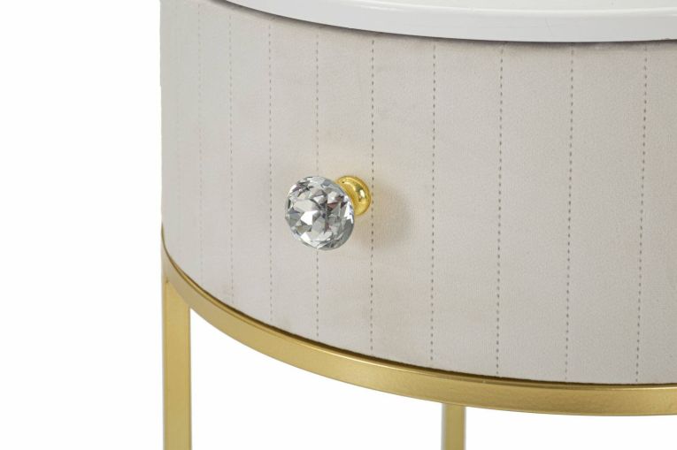 Comodino Gerhard, 42x42 h48 cm, Crema e Bianco