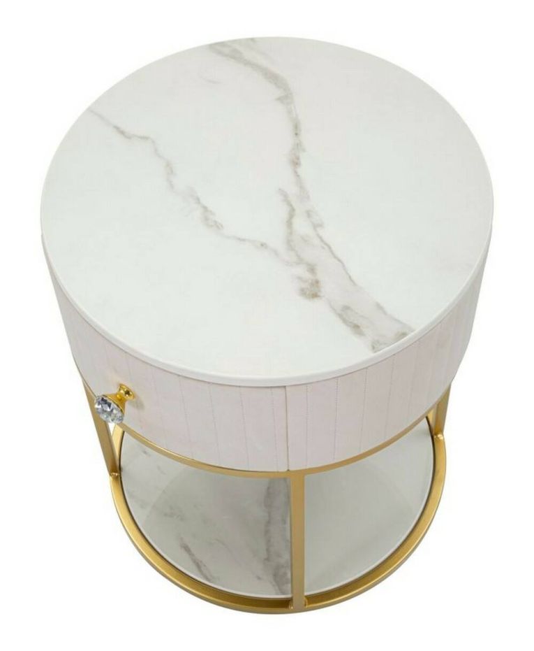 Comodino Gerhard, 42x42 h48 cm, Crema e Bianco