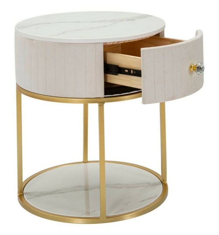 Comodino Gerhard, 42x42 h48 cm, Crema e Bianco