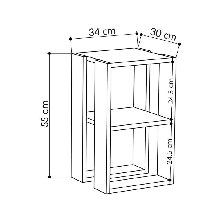 Comodino Imai, Comò basso, Tavolino da notte, Comodino multifunzione, 30x30h55 cm, Bianco