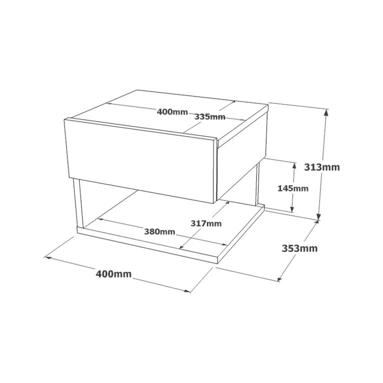 Comodino in legno argento 40x31x35h cm - Lira